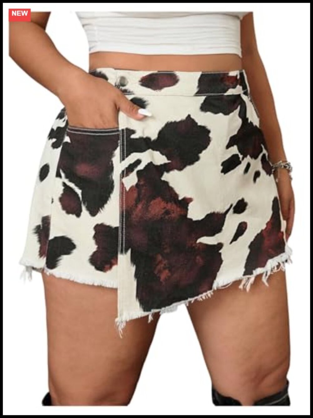 Plus Size Denim Skort High Waisted Wrap Asymmetrical Hem